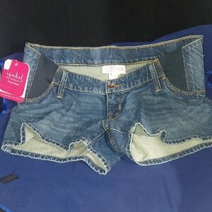 Isabel Maternity by Ingrid & Isabel Dark Blue Denim Ruffle Hem Shorts